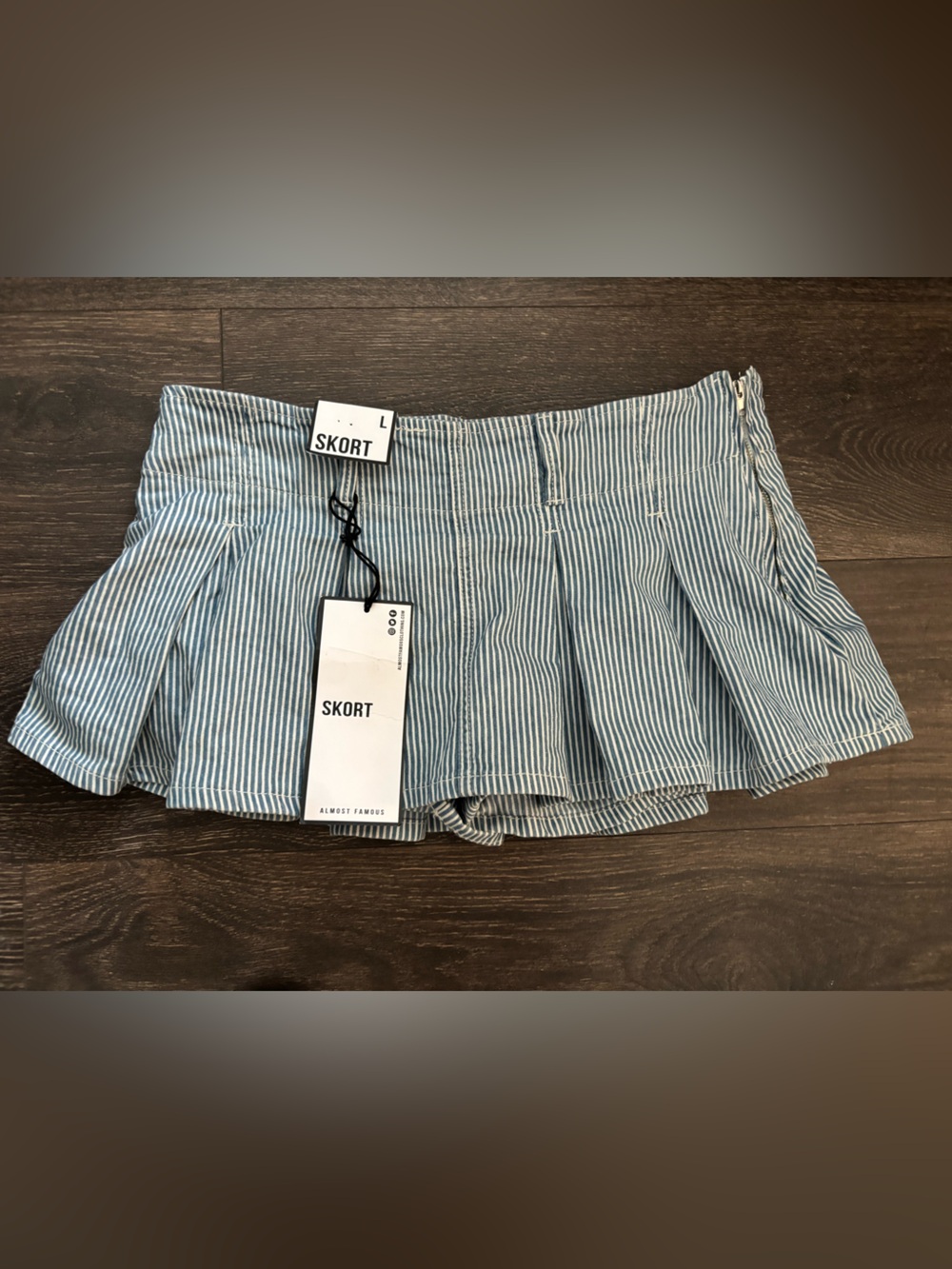 NWT Almost Famous Striped Blue and White Skort SIZE L